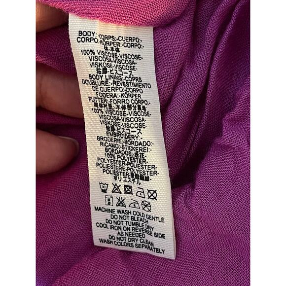 Free People Embroidered Dress Tunic Crinkled Cut Out Back Fushia Pink BOHO Small - Picture 8 of 12